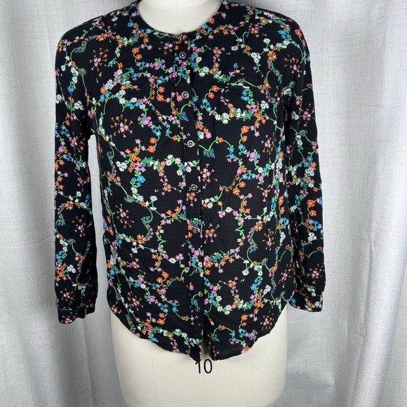 Maeve Tops - Anthropologie Maeve Avignon Button‎ Down Blouse Blouse Small Black Floral Rayon
